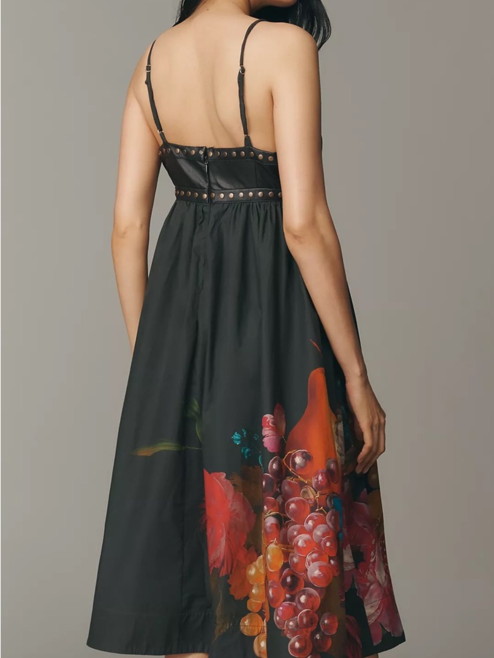 Maeve Black Midi Dress with Vibrant Fruit Print - Picture 4 of 8